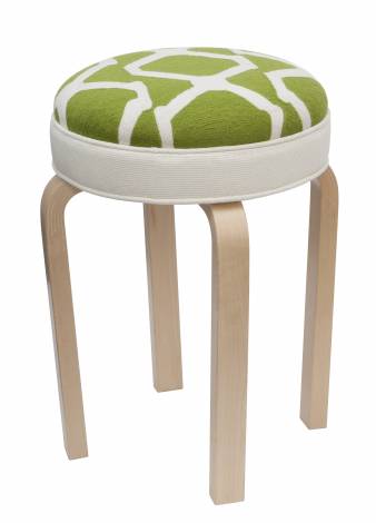 Judy Ross Textiles Hand-made Stool Arbor Lime Furniture lime/cream